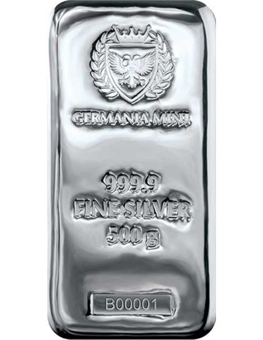 ODLEWANY BAR 500 gramów srebra Germania 2023