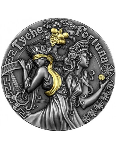 FORTUNA AND TYCHE Strong and Beautiful Goddesses 2 Oz Silver Coin 5$ Niue 2021
