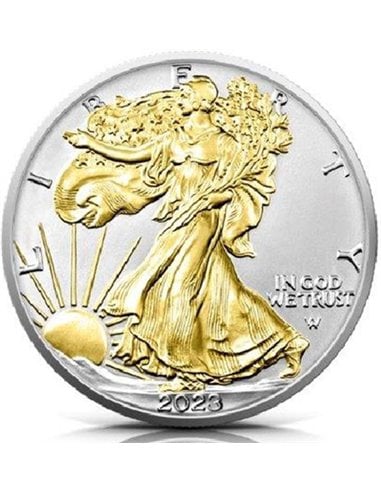 AMERICAN EAGLE Yellow Gold 1 Oz Silver Coin 1$ USA 2023