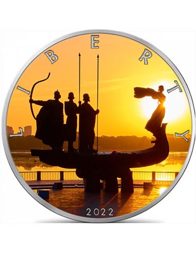 Kiewer Gründerdenkmal Ukraine Liberty 1 Oz Silbermünze 1$ USA 2022