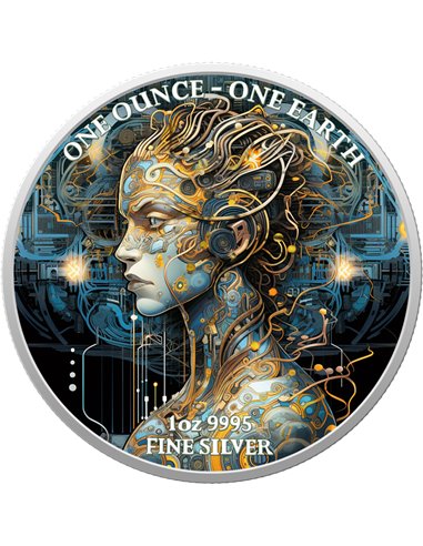 PIĘKNO Sztuczna inteligencja Kolorowa srebrna moneta 1 $ Fidżi 2022