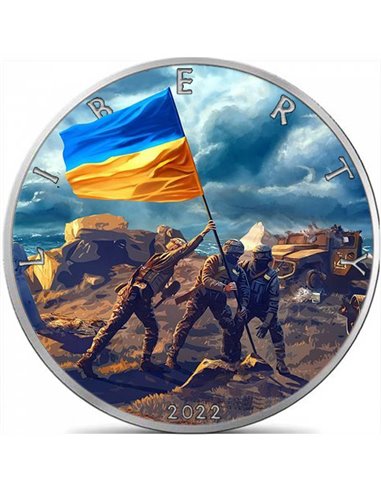 WYWOLNIENIE WYSPY WĘŻA Ukraina Wolność 1 Oz Srebrna moneta 1 $ USA 2022