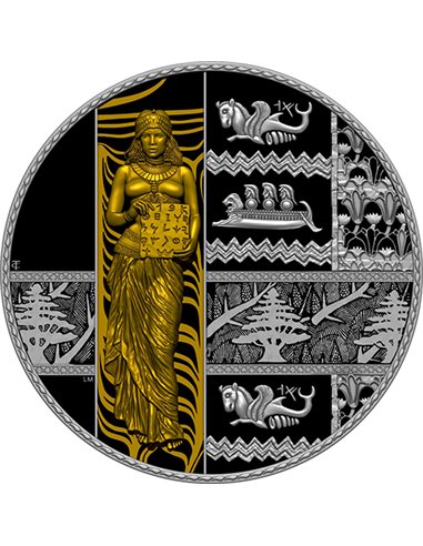 PHENICIA Ruthenium Dark Gilded 2 Oz Монета Серебро 5$ Ниуэ 2024