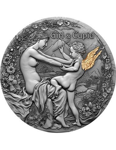 ДЕВУШКА И КУПИдон 2 Oz Монета Серебро 2000 Франков Камеруна 2023
