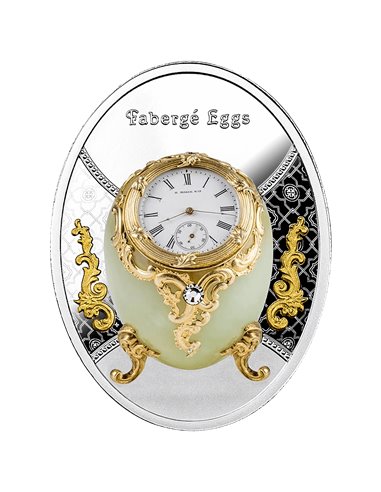 EI MIT UHR Faberge Eggs Silbermünze 1$ Niue 2023
