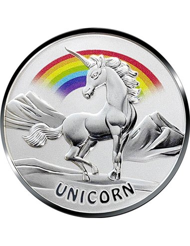 UNICORN Colored Mythical Creatures Moneda Plata 1$ Fiji 2022