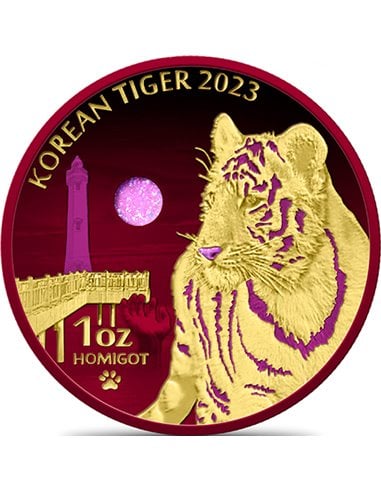 KOREANISCHER TIGER HoloFlare Edition 1 Oz Silbermünze 1 Ton Südkorea 2023