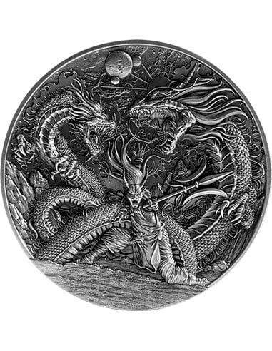 ZHU RONG God of Fire 2 Oz Silver Coin 10000 Francs Chad 2024