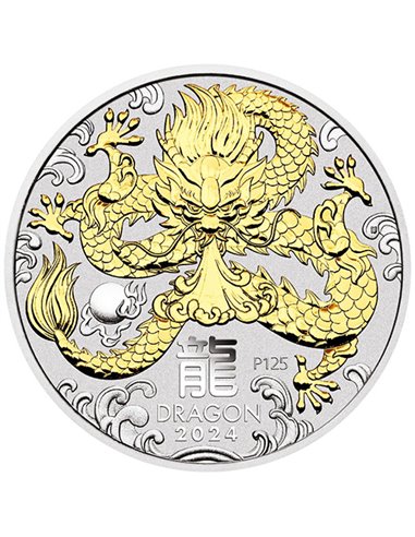 DRAGON Lunar Year Series III Gilded 1 Oz Silver Coin 1$ Australia 2024