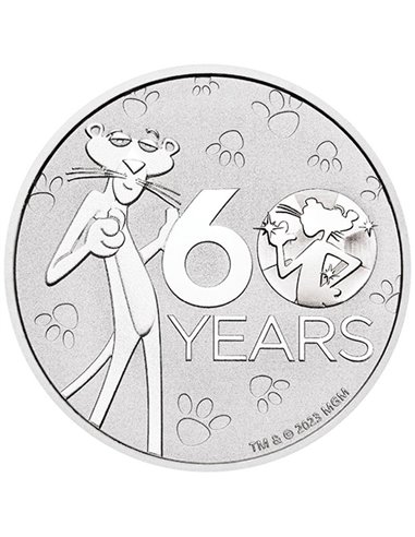 PINK PANTHER 60 Aniversario 1 Oz BU Moneda Plata 1$ Tuvalu 2023