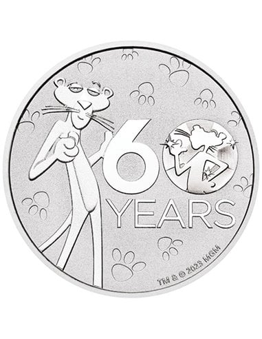 RÓŻOWA PANTERA 60. rocznica 1 Oz BU Srebrna moneta 1$ Tuvalu 2023