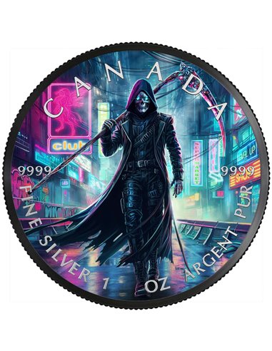 GRIM REAPER Cyberpunk 1 Oz Moneda Plata 5$ Canada 2023