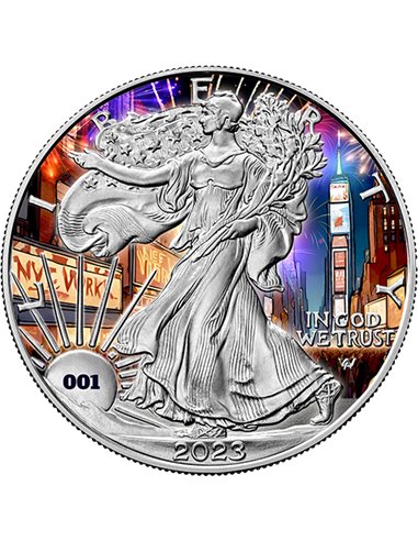 NEW YEAR'S EVE Time Square New York 1 Oz Silver Coin 1$ USA 2023