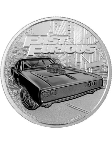 AST & FURIOUS 1970 Dodge Charger R/T 1 Oz Moneda Plata 2$ Niue 2023