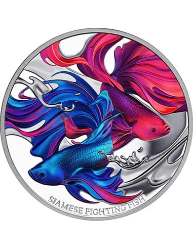 SIAMESE FIGHTING FISH 1 Oz Silver Proof Coin 1$ Niue 2024