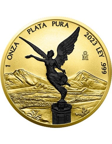 LIBERTAD Oro & Platino Negro 1 Oz Moneda Plata México 2023