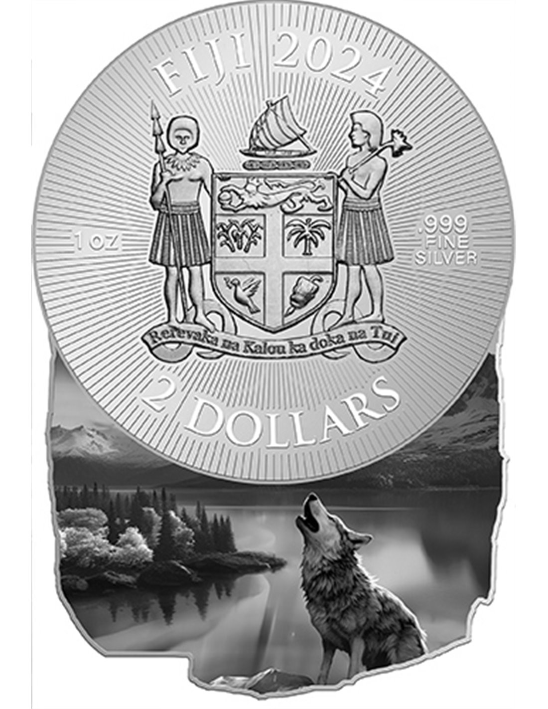 POLAR LIGHTS Wonders of Nature 1 Oz Silver Coin 2$ Fiji 2024