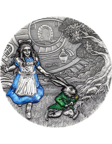 ALICE IN WONDERLAND Fairy Tales Fables 3 Oz Moneda Plata 20$ Cook Islands 2023