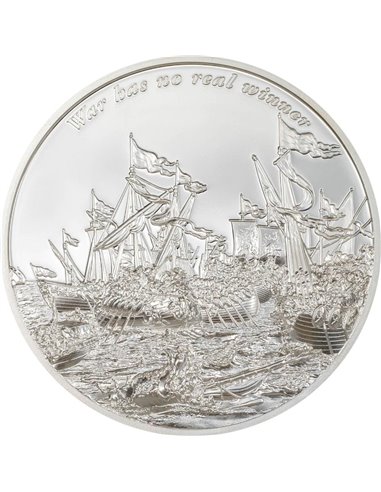 У ВОЙНЫ НЕТ НАСТОЯЩЕГО ПОБЕДИТЕЛЯ Время летит 2 унции Серебряная монета 1500 франков Габон 2023