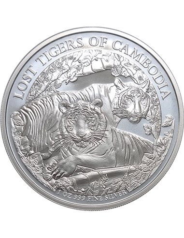 LOST TIGERS Animal Predators 1 Oz Монета Серебро 3000 Риелей Камбоджа 2024