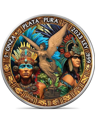 ВОИН Historia De La Azteca Libertad 1 Oz Монета Серебро Мексика 2023