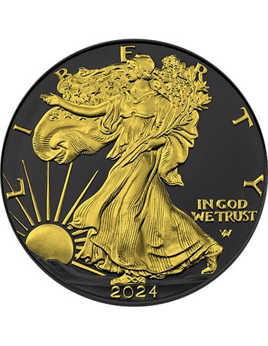 AMERICAN EAGLE Gold & Black Platinum 1 Oz Монета Серебро 1$ США 2024