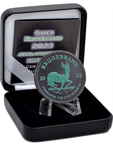 KRUGERRAND Jewel Emerald 1 Oz Монета Серебро 1 Рэнд Южная Африка 2023