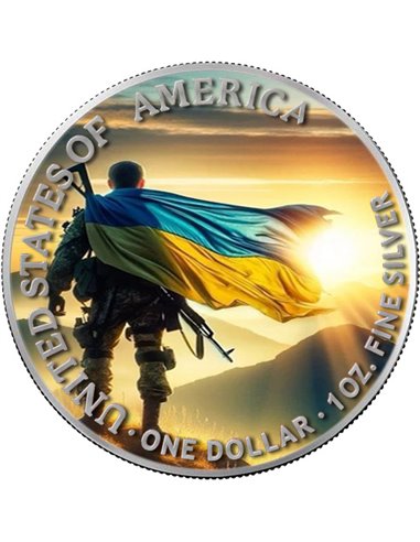 UCRANIA Sunset War Walking Liberty 1 Oz Moneda Plata 1$ USA 2024