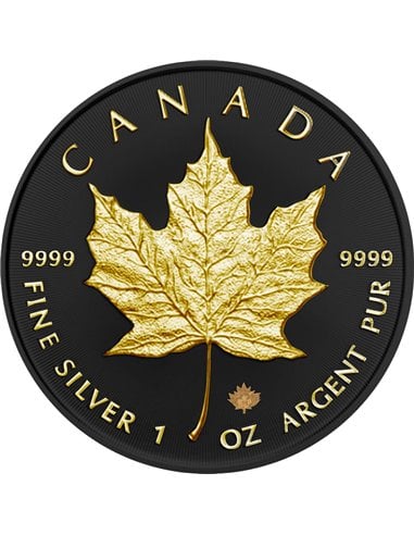 CHARLES III Gold & Black Platinum 1 Oz Silver Coin 5$ Canada 2024