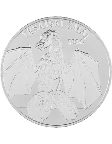 Дракон Трсат 1 Oz Монета Серебро 4 Евро Хорватия 2024 года