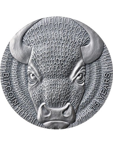 BINARY BULL Binary World 2 Oz Silver Coin 1000 Satoshi United Crypto States 2024