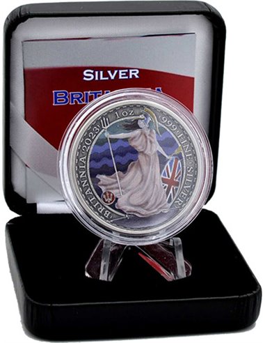 BLUE WAVES Britannia 1 Oz Монета Серебро 2 фунта Великобритания 2023 года
