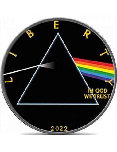 PINK FLOYD DARK SIDE OF THE MOON Liberty 1 Oz Silver Coin 1$ USA 2022