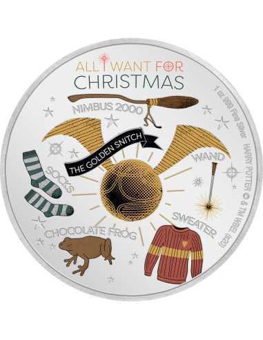 HARRY POTTER Seasons Greetings Серебряная монета 1 унция 2$ Ниуэ 2020