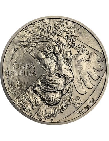 CZESKI LEW Antyczna srebrna moneta 1 uncja 2 $ Niue 2024
