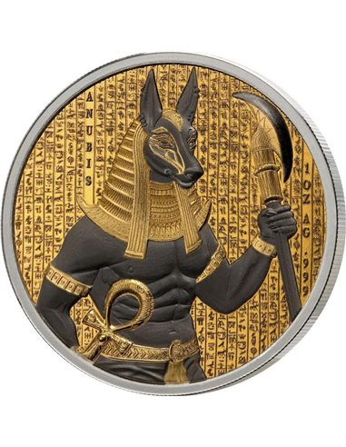 ANUBIS Złota Ciemność Egiptu 1 Oz Srebrna Moneta 1000 Franków Benin 2024
