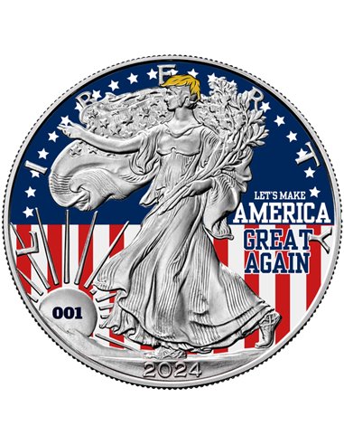 DONALD TRUMP Давайте сделаем Америку снова великой 1 Oz Монета Серебро 1$ США 2024