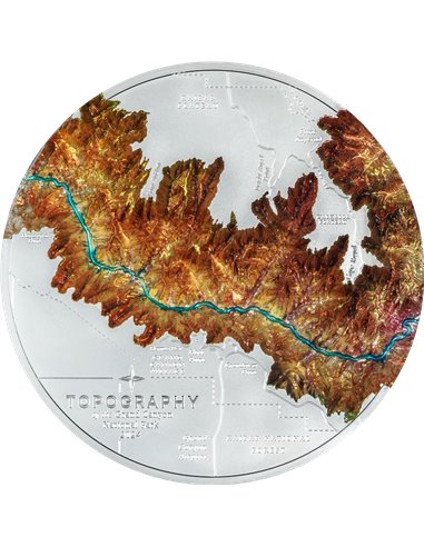 GRAND CANYON Topography 1 Kg Килограмм Серебро Монета 100$ Острова Кука 2024