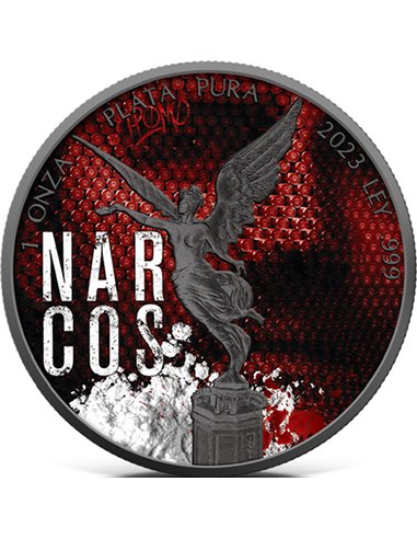 NARCOS Moneta Argento Rutenio Libertad 1 Oz Messico 2022