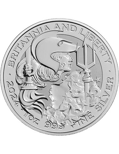 BRITANNIA And LIBERTY 1 Oz Moneda Plata 2 Pounds Reino Unido 2024