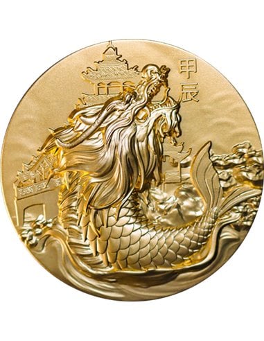 AO DRAGON Pozłacana srebrna moneta 5 Oz 12 $ Niue 2024