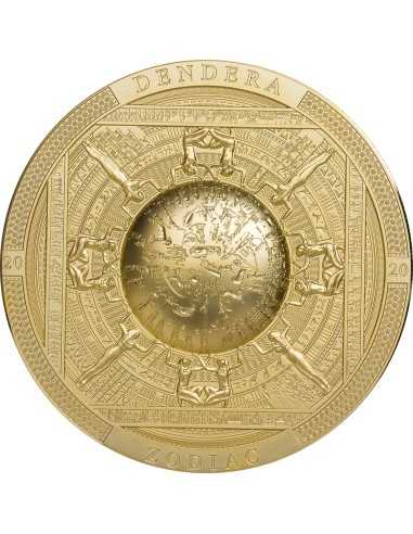 ДЕНДЕРА Зодиак Позолоченный Археологический Символизм 3 Унции Серебряная Монета 20$ Острова Кука 2020