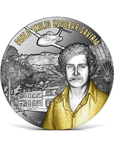 PABLO EMILIO ESCOBAR GAVIRIA Позолоченная 2 унции Серебро Монета 1 миллиард Бесо Колумбия 2023
