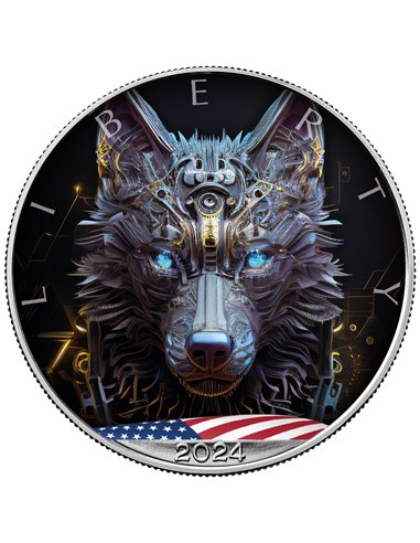 AI CYBER WOLF 1 Oz Moneda Plata 1$ USA 2023