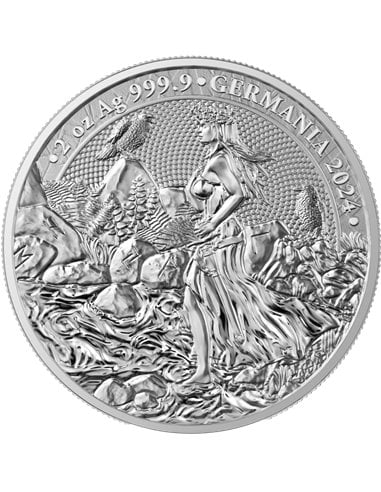 LADY GERMANIA 2 Oz Moneda Plata 10 Mark Germania 2024