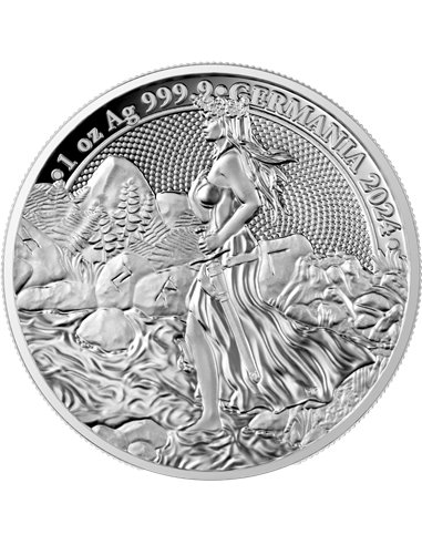 LADY GERMANIA 1 Oz Серебро Монета пруф 5 марок Германии 2024 года