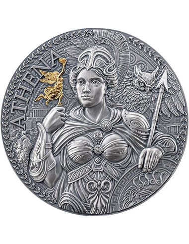АФИНА Великая греческая мифология 2 Oz Монета Серебро 2000 Франков Камерун 2024