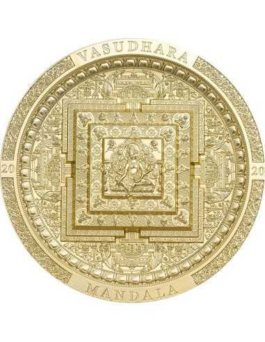 VASUDHARA MANDALA Pozłacana archeologia Symbolizm 3 uncje srebrna moneta 2000 Togrog Mongolia 2020