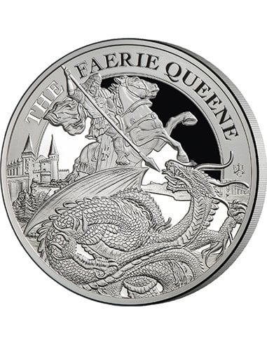 THE FAERIE QUEENE Redcrosse & Dragon 5 Oz Silver Proof Монета 5 фунтов Святой Елены 2024 г.