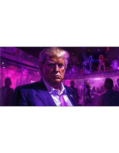 GRAND THEFT AUTO Donald Trump Mar-A-Lago Stormy Night Gentlemen's Club 1 унция литой серебряный слиток Германия 2023 г.